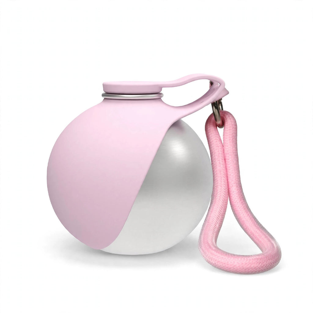 Botella de agua de acero inoxidable para perros portátil redonda rosa 285ml plegable