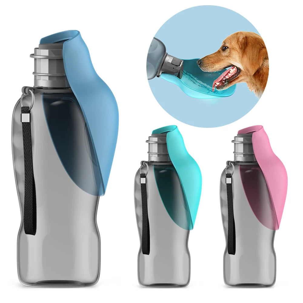 Perro golden bebiendo de botella portátil VivaTrend 800ml azul antigoteo Tres colores