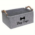 Cesta gris  organizadora para juguetes mascotas 
